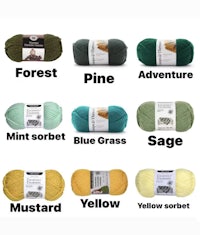 a list of different colors of yarn